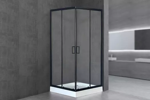 Душевой уголок Royal Bath HP 80х80 RB80HP-T-BL стекло прозрачное, профиль черный, с поддоном