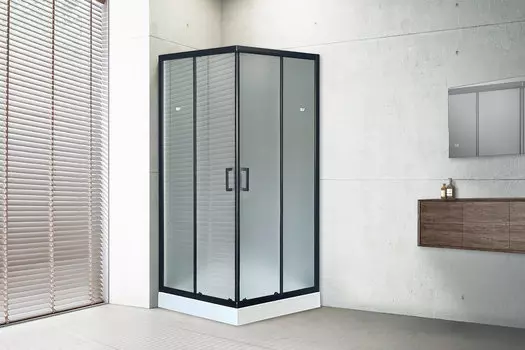 Душевой уголок Royal Bath HP 80х80 RB80HP-C-BL стекло матовое, профиль черный, с поддоном