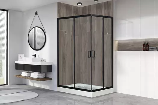 Душевой уголок Royal Bath HP 120х80 RB8120HP-T-BL-L стекло прозрачное, профиль черный, с поддоном