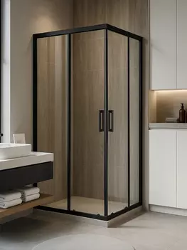 Душевой уголок Royal Bath HPD 100х80 RB8100HPD-T-BL стекло прозрачное, профиль черный, без поддона