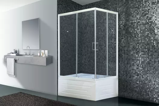 Душевой уголок Royal Bath 120х80 RB 8120BP-Т L стекло прозрачное, профиль белый, с поддоном