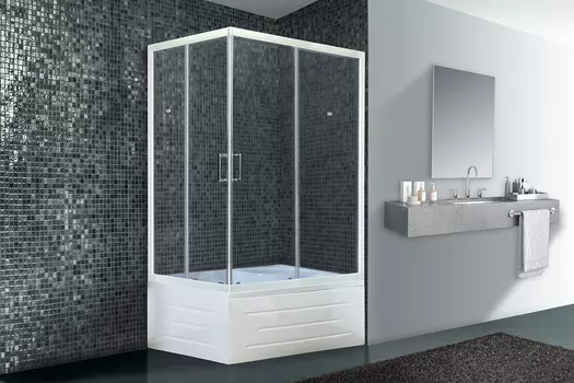 Душевой уголок Royal Bath 120x80 RB 8120BP-Т R стекло прозрачное, профиль белый, с поддоном