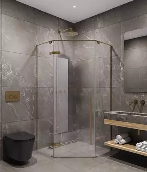 Душевой уголок Timo 100х100 TTSSP-100/17C-8 стекло прозрачное, профиль матовое золото