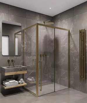 Душевой уголок Timo 120х100 левый, стекло прозрачное, профиль матовое золото