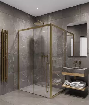 Душевой уголок Timo 140х90 правый, стекло прозрачное, профиль матовое золото