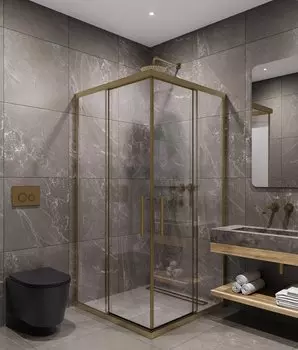 Душевой уголок Timo 90х90 TKSS-90/17C-8 стекло прозрачное, профиль матовое золото