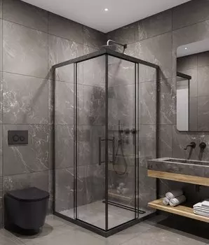 Душевой уголок Timo TKSS-90/03C-8 стекло прозрачное, профиль черный