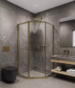 Душевой уголок Timo TTSS-100/17C-8L стекло прозрачное, профиль матовое золото