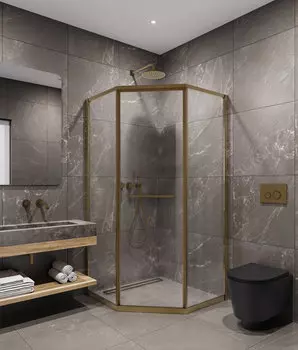 Душевой уголок Timo TTSS-100/17C-8R стекло прозрачное, профиль матовое золото