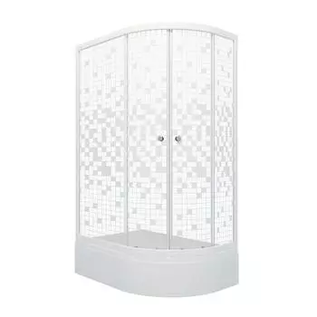 Душевой уголок Тритон Коралл 12080 В Щ0000061782 левый, стекло мозаика, профиль белый, с поддоном
