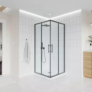 Душевой уголок Veconi Evo 100x100 E3-GR-100100-01-C9 стекло прозрачное, профиль графит, без поддона