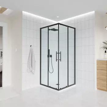 Душевой уголок Veconi Evo 100x90 E3-B-10090-01-C9 стекло прозрачное, профиль черный матовый, без поддона