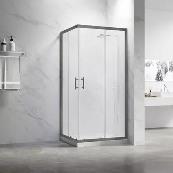 Душевой уголок Veconi Rovigo 100x100 RV27GM-100100-01-C8 стекло прозрачное, профиль оружейная сталь, без поддона