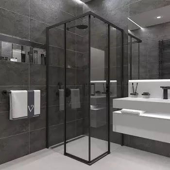Душевой уголок Veconi Rovigo 100x100 RV47B-100-01-C4 без поддона, стекло прозрачное, профиль черный