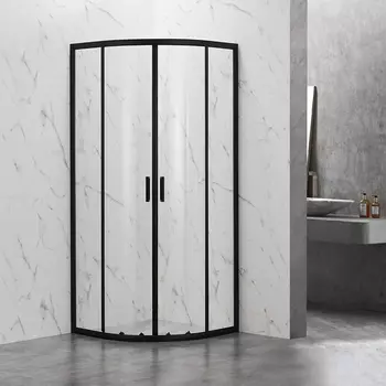 Душевой уголок Veconi Rovigo 80x80 RV202B-80-01-C4 стекло прозрачное, профиль черный