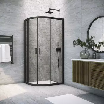 Душевой уголок Vegas-Glass 110x100 ZS-F NOVO h2000 110*100 02М 07 профиль черный матовый, стекло графит