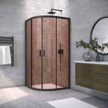 Душевой уголок Vegas-Glass 110x110 ZS NOVO h2000 110 02М 05 профиль черный матовый, стекло бронза