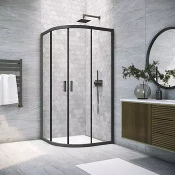 Душевой уголок Vegas-Glass 120x120 ZS NOVO h2000 120 02М crystalvision профиль черный матовый, стекло crystalvision