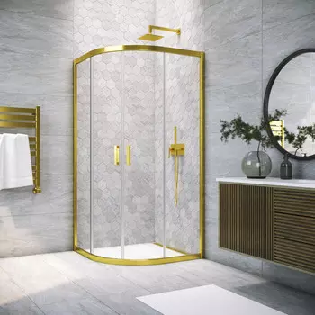 Душевой уголок Vegas-Glass 120x120 ZS TUR NOVO 120 09 01 профиль золото глянцевое, стекло прозрачное