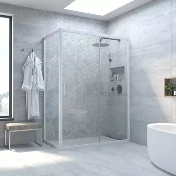 Душевой уголок Vegas-Glass 180x100 ZP+ZPV NOVO h2000 180*100 01 crystalvision профиль белый, стекло crystalvision