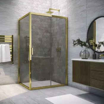 Душевой уголок Vegas-Glass 180x100 ZP+ZPV TUR NOVO 180*100 09 07 профиль золото глянцевое, стекло графит
