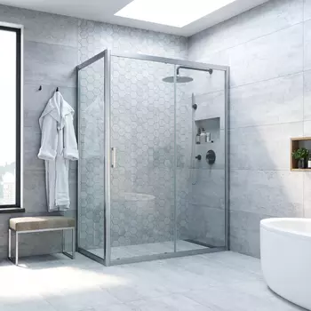 Душевой уголок Vegas-Glass 180x100 ZP+ZPV NOVO h2000 180*100 07 01 профиль матовый хром, стекло прозрачное