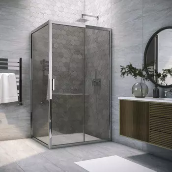 Душевой уголок Vegas-Glass 180x100 ZP+ZPV TUR NOVO 180*100 08 07 профиль глянцевый хром, стекло графит