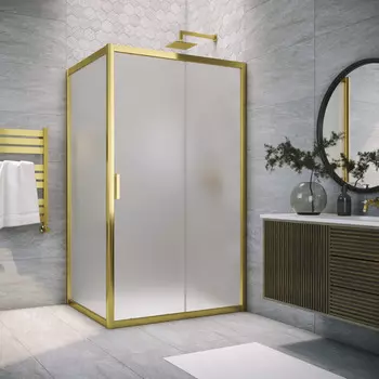 Душевой уголок Vegas-Glass 180x100 ZP+ZPV TUR NOVO 180*100 09 10 профиль золото глянцевое, стекло сатин