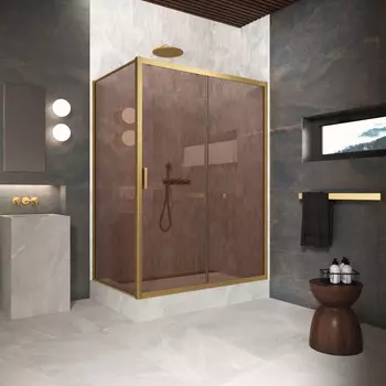 Душевой уголок Vegas-Glass 180x100 ZP+ZPV Protec 180*100 03 05 профиль золото матовое, стекло бронза