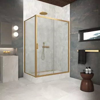 Душевой уголок Vegas-Glass 180x100 ZP+ZPV Protec 180*100 03 02 профиль золото матовое, стекло шиншилла