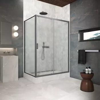 Душевой уголок Vegas-Glass 180x100 ZP+ZPV Protec 180*100 06 02 профиль GunMetal, стекло шиншилла