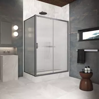 Душевой уголок Vegas-Glass 180x100 ZP+ZPV Protec h1900 180*100 06 Moru профиль GunMetal, стекло Moru