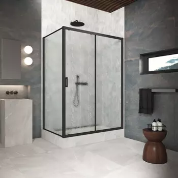 Душевой уголок Vegas-Glass 180x100 ZP+ZPV Protec 180*100 02М 02 профиль черный матовый, стекло шиншилла