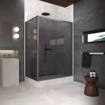 Душевой уголок Vegas-Glass 180x100 ZP+ZPV Protec 180*100 06 07 профиль GunMetal, стекло графит