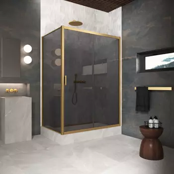 Душевой уголок Vegas-Glass 180x100 ZP+ZPV Protec h1900 180*100 03 07 профиль золото матовое, стекло графит