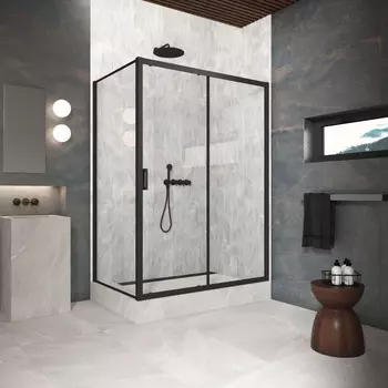 Душевой уголок Vegas-Glass 180x100 ZP+ZPV Protec 180*100 02М crystalvision профиль черный матовый, стекло crystalvision