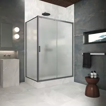 Душевой уголок Vegas-Glass 180x100 ZP+ZPV Protec h1900 180*100 06 10 профиль GunMetal, стекло сатин