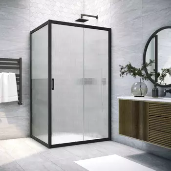 Душевой уголок Vegas-Glass 180x85 ZP+ZPV NOVO h2000 180*85 02М Moru профиль черный матовый, стекло Moru