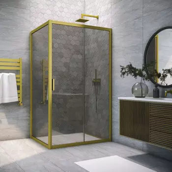 Душевой уголок Vegas-Glass 180x85 ZP+ZPV NOVO h2000 180*85 03 07 профиль золото матовое, стекло графит