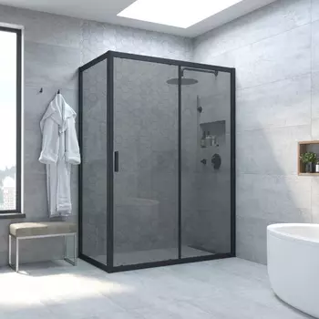 Душевой уголок Vegas-Glass 180x90 ZP+ZPV NOVO h2000 180*90 02М 07 профиль черный матовый, стекло графит