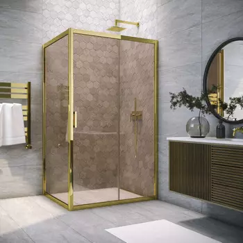 Душевой уголок Vegas-Glass 180x95 ZP+ZPV TUR NOVO 180*95 09 05 профиль золото глянцевое, стекло бронза