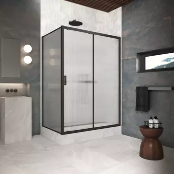 Душевой уголок Vegas-Glass 180x95 ZP+ZPV Protec h1900 180*95 02М Moru профиль черный матовый, стекло Moru