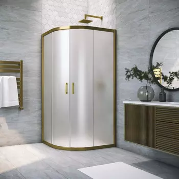 Душевой уголок Vegas-Glass 80x80 ZS TUR NOVO 80 05 10 профиль бронза, стекло сатин