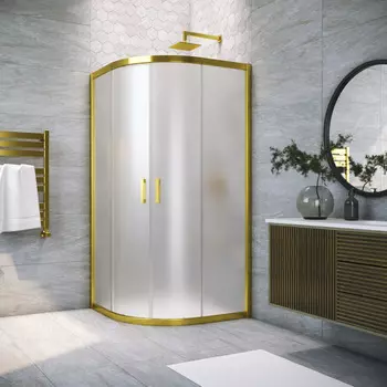 Душевой уголок Vegas-Glass 80x80 ZS TUR NOVO 80 09 10 профиль золото глянцевое, стекло сатин