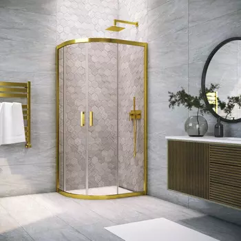 Душевой уголок Vegas-Glass 90x80 ZS-F TUR NOVO 90*80 09 05 профиль золото глянцевое, стекло бронза