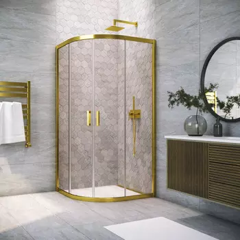 Душевой уголок Vegas-Glass 90x90 ZS TUR NOVO 90 09 05 профиль золото глянцевое, стекло бронза
