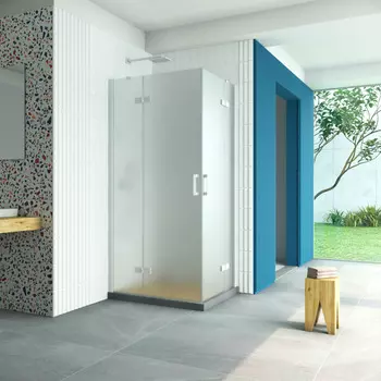 Душевой уголок Vegas-Glass Afa-F Retta 100x90 AFA-F Retta 100*90 01 10 профиль белый, стекло сатин