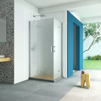 Душевой уголок Vegas-Glass Afa-F Retta 100x90 AFA-F Retta 100*90 08 10 профиль глянцевый хром, стекло сатин