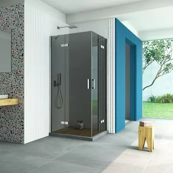 Душевой уголок Vegas-Glass Afa-F Retta 100x80 AFA-F Retta 100*80 08 07 профиль глянцевый хром, стекло графит