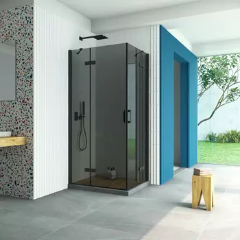 Душевой уголок Vegas-Glass Afa-F Retta 100x90 AFA-F Retta 100*90 02М 07 профиль черный, стекло графит